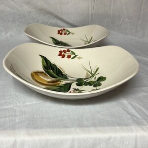 Vintage Salem China PEACH & CLOVER  9" Oval Vegetable Bowl Set of 2
